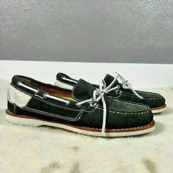 ERNEST HEMINGWAY Boat Dock Casual Shoe Green White Leather Suede Men Size 9 - Picture 1 of 14